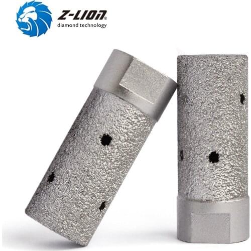 Z-LION D25*50T 1 Inch Diamond Vacuum Brazed Finger Bit Coarse Grit Grinding Drum Wheel For Stone Sink Hole M14 Connection