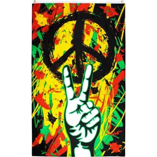 Flaglink 3x5fts 90*150cm Rasta Peace Grafitti Flag of BOB Marley Reggae Hippie Band
