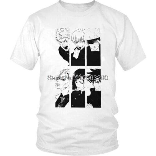 Kaisen Jujutsu Tshirts Men Leisure Tee Tops Cotton T Shirts Short Sleeve Japanese Action Anime Manga T-shirt Streetwear