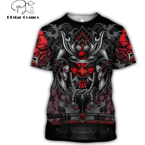 Samurai Oni Mask Tattoo 3D All Over Printed Men t shirt Summer Harajuku Casual short Sleeve Tee shirts Unisex tops TX-18