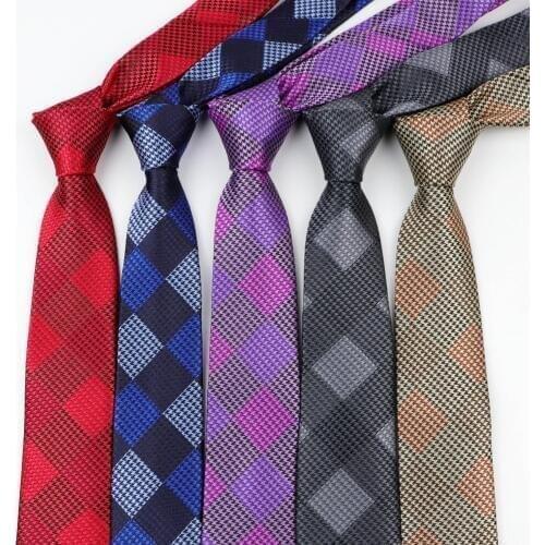 Plaid Star Casual Formal Fashion Necktie 6cm Mens Skinny Business Ties Men Design Party 100% Polyester Gravata Slim Silk Tie