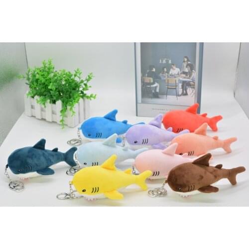 Good quality new lifelike 15cm plush cute Colorful shark Likable Pendant Car keychain Bag decoration doll kids chistmase gift