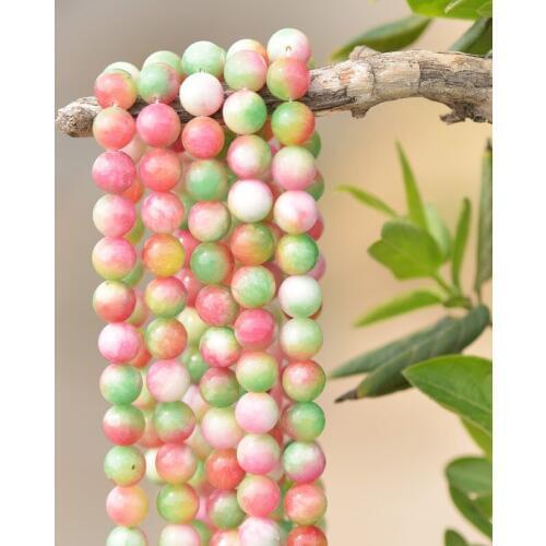 Joanlyn Grade A Natural 3 Color Pink Green White Jade Beads 6mm 8mm 10mm 12mm Smooth Polished Round 15 Inch Strand JA18
