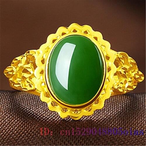 Green Jade Ring Men Zircon Women Chalcedony Amulet 925 Silver Jewelry Charm Crystal Fashion Gifts Natural Gemstone