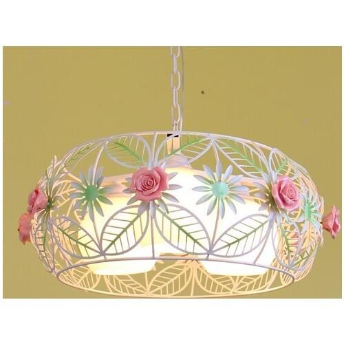 Korean restaurant bedroom garden style iron flower pendant light