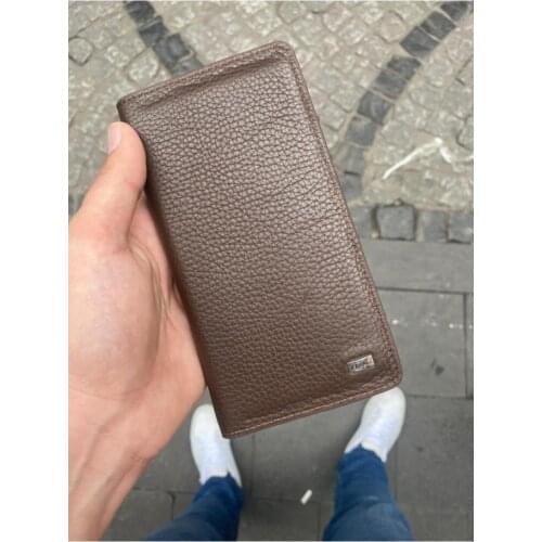 Karali Leather Phone Compartment Brown Genuine Leather Wallet
