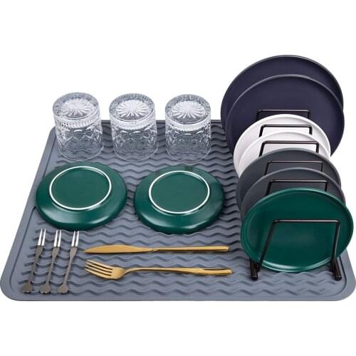 Kitchen Dish Drying Mat Silicone Drain Pad Heat-resistant Anti-slip Pot Dish Cup Pad Tableware Dishwasher Cushion Try Placemat