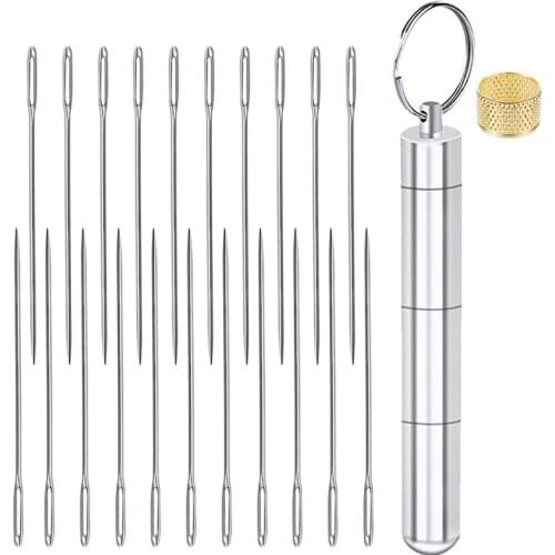 LMDZ 21 PCS Large Eye Sewing Needles, 6.5 cm Sewing Sharp Needles, Handmade Leather Needle Embroidery Thread Needle
