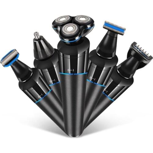 MARSKE 5 in 1 Multifunctional Electric Shaver Men Razor Washable USB Rechargeable Beard Trimmer Rotary Shaver Nose Hair Trimmer
