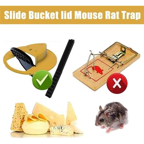 Mice Trap Reusable Smart Flip and Slide Bucket Lid Mouse Rat trap Humane Or Lethal Trap Auto Reset Rat Door Style Multi Catch