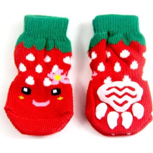 10sets/lot 4PCS Christmas Dog Socks Anti-Slip Knit Socks Winter Small Pet Cat Socks Dog Thick Warm Paw Protector Dog Socks