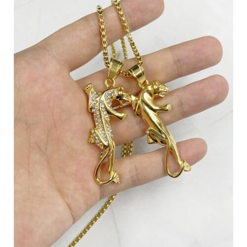 New Fashion Stainless Steel Jewelry Titanium steel Leopard Pendant With Chain Necklace,Pendant & Necklace For Man