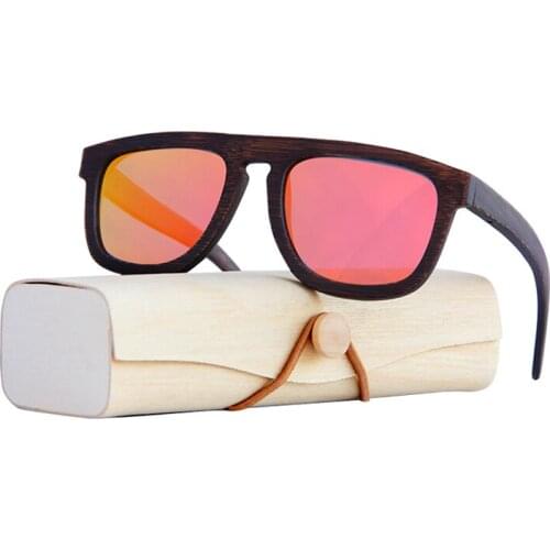 Vintage Polarized sunglasses dyeing Bamboo frame Unisex sun glasses for women Beach Anti-UV eyeglasses for Driving Wooden Case