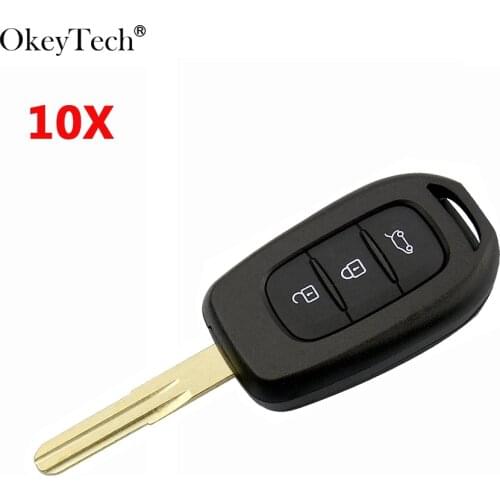 Okeytech 10PCS/LOT 3 Buttons Remote Key Shell Case Fob for Renault Duster Trafic Clio 4 Master 3 Logan Good Quality Key Cover