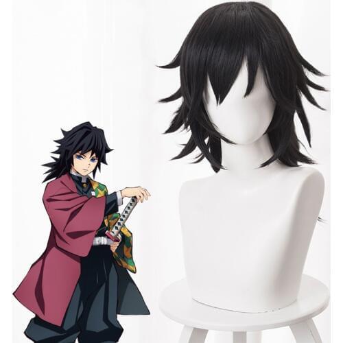 Demon Slayer Kimetsu No Yaiba Tomioka Giyuu Cosplay wig Anime Short Hair Wigs