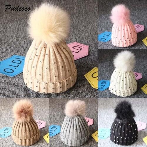 Sequin Kids Baby Boy Girl Hat 2018 New Winter Warm Crochet Knit Bobble Beanie Bling Cap 48-56cm