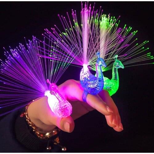 Clearance Sale Items 3Pcs Novelty LED Peacock Finger Light Light-up Rings Kids Party Gadgets Toys