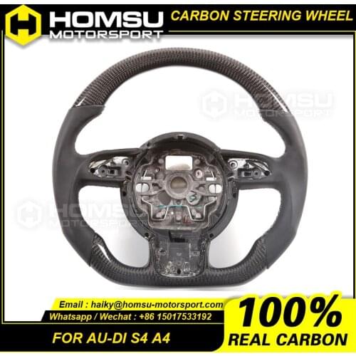 Carbon Fiber Flat Bottom Steering Wheel For audi S4 A4 Carbon Fiber Flat Bottom Steering Wheel