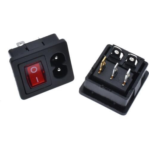 IEC320 C8 Power Cord Inlet Socket receptacle With ON-OFF Red Light Rocker Switch 250V 2.5A FOR Computer Amplifier