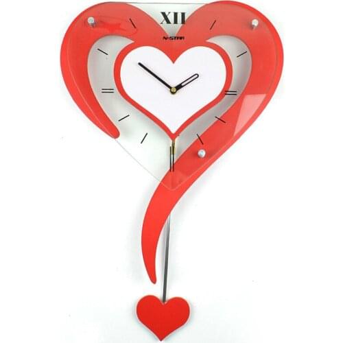 Modern decorative wall clock personality fashion creative living room bedroom wedding love heart shape