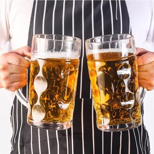 1000ML Large Capacity Beer Glasses With Handle Thick Beer Mug Glass Crystal Transparent Glass Cup for Club Bar Party Home