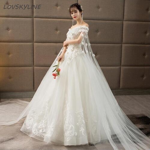 Wedding Dress New Beads with Veil Gelinlik Flowers Sequins Short Sleeves Floor length Lace Princess Wedding Gowns