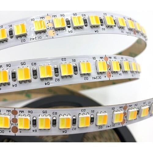 5m LED Dimmable Strip 120leds/m 60 LED/M 5050 CCT Double Color LED strip White+Warm White Color Temperature Adjustable 12V 24V