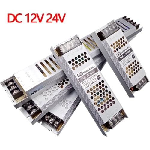 Ultra Thin LED Power Supply DC 12V 24V 60W 100W 150W 200W 300W Lighting Transformers AC 190-240V LED Driver LED Strip Laboratory