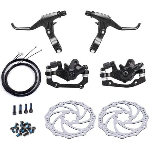 Bicycle Rear Disc Mechanical Brake Mountain Bike Front & Rear Set With 160mm Rotors Built-in Wide Brake Pad Cycling Double Brake