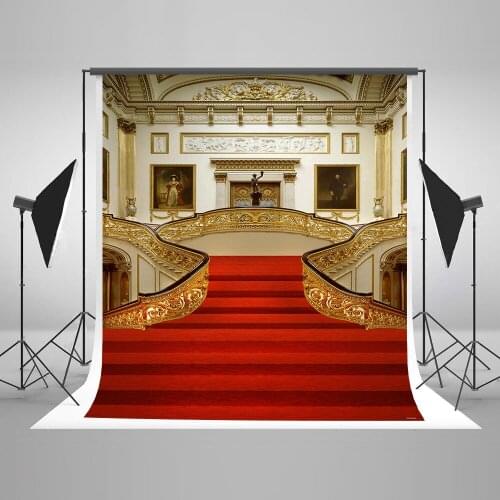 VinylBDS 150x200cm Red Carpet Backgrounds For Photo Studio Stage Palace Wedding Photo Backgrounds Stairs Studio Fotografico