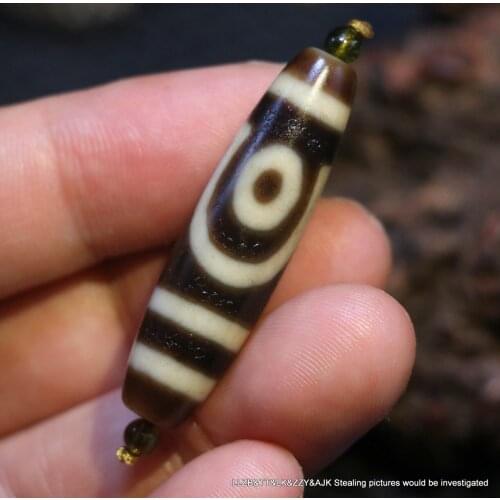 Magic Tibetan Old Agate Ivory Color 2 Eye Love dZi Bead Amulet Pendant Top 5A+ T Timestown UPD210825A1