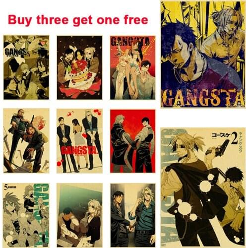 Japanese Gangsta Animation Poster Retro Kraft Paper Poster Small Bar Cafe Living Room Study Bedroom Room Decoration