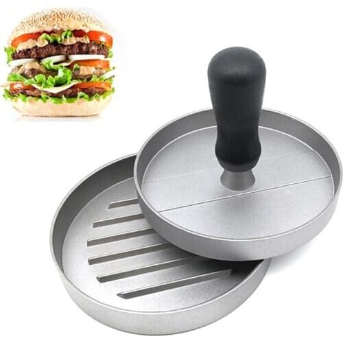 1 Set Kitchen Food Mold Round Shape Aluminum Alloy Hamburger Press Hamburger Meat Beef Grill Burger Press Patty Maker Mold