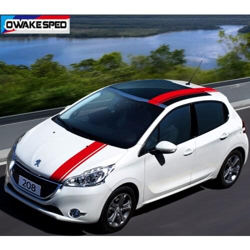 1 Set Car Whole Body Sticker Auto Hood Roof Tail Decor Vinyl Decals Racing Sport Stripes For-Peugeot 208 Exterior Accessories