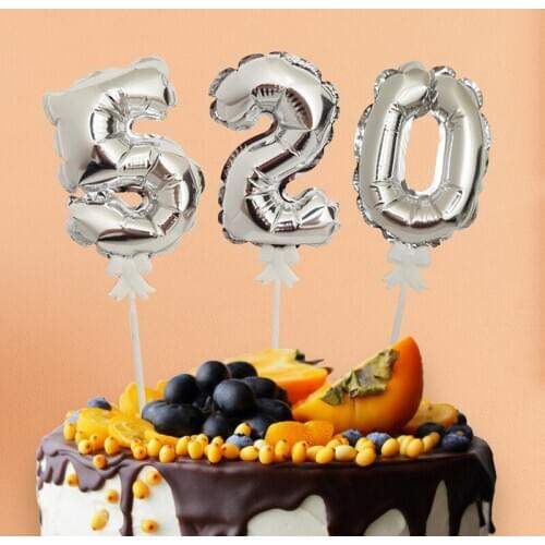 1pcs 5inch 0-9 Number Balloon Cake Decor Dessert Stick Toppers Picks Kids Birthday Valentines Day Wedding Party Destival Decor