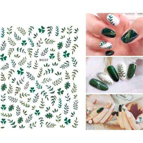 10PCS Papaya Fruit Green Olive Branch Nail Decoration Beauty Female Nail Slider Sticker