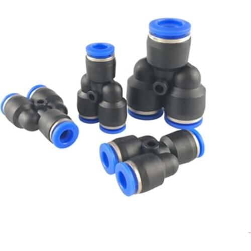 3 Way Port Y Shape Air Pneumatic 4mm 6mm 8mm 10mm 12mm OD Hose Tube Push in Gas Plastic Pipe Fitting Connectors Quick Fittings