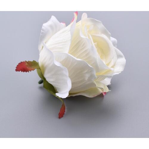 30PCS Silk Blooming Pink White Roses Artificial Flower Head For Wedding Decoration DIY Wreath Gift Scrapbooking Big Craft Flower