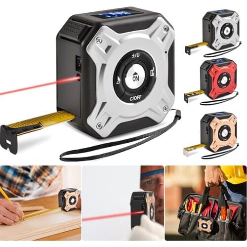 40M Laser Tape Measure 5M Measuring Tape USB Rechargeable Laser Distance Meter 131.2Ft/16.5Ft Tape Measure Rangefinder Ruler
