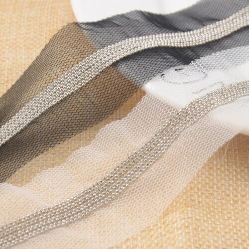 5 Yards/Lot Bead Chain White Black Mesh Lace Trim Diy Craft Sewing Accessories Clothing Decoration For Trousers Dress Sweater