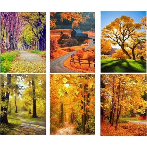 5D DIY Diamond Painting Autumn Landscape Embroidery Cross Stitch Scenic Square Home Decorative
