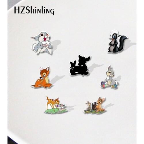 Bambi Deer Acrylic Lapel Pins Cartoon Badges Resin Epoxy Pins Deco for Jewelry Accessories