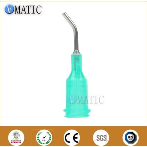 Free Shipping 18G Green 0.5'' Tubing 45 Degree Bend Bent Dispensing Needle Tips Blunt End Stainless Steel Needles 1/2 Inch