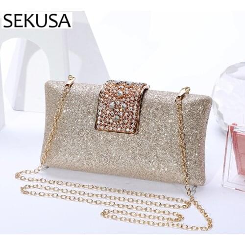 Sequined Womend Diamonds Party Handbags Chain Shoulder Small Day Clutch Purse Rhinestones Retro Lady Party Purse