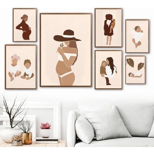 Bohemia Style Canvas Painting Baby Pregnant Mommy Love Nordic Poster and Print Nursery Wall Art Baby Kids Room Decor Home Decor