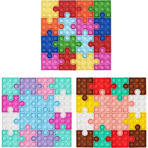 Big Size Fidget Toys Multifunction Anti-Stress Rainbow Chess Board Square Puzzle Push Bubble Assembly Board for Family Game Toy