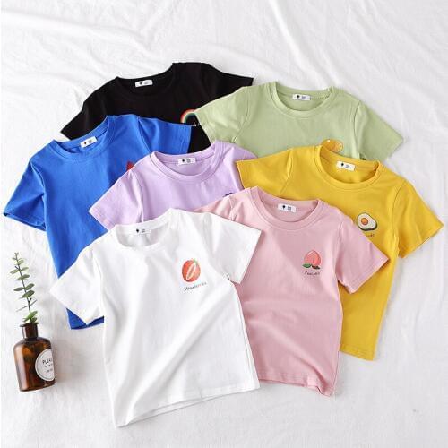 Childrens printed short-sleeved T-shirt 2020 summer new baby casual wild t-shirt Korean tide candy color shirt WT64