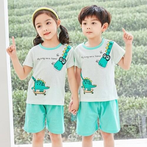 Kids Pajamas Baby Boy Girl Clothes Cartoon Costume Short Sleeve Pijama Children Sleepwear Pyjama Set Hot Summer Cotton Nightwear