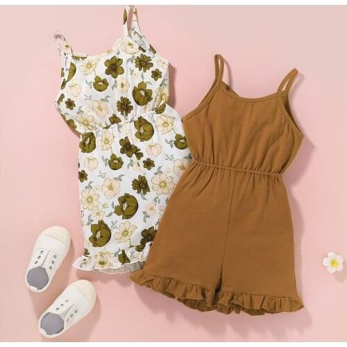Baby Girl Rompers Summer Casual Kid Baby Clothes Girls Floral Printed Sleeveless Short Jumpsuit Kids Baby Outfits Clothes