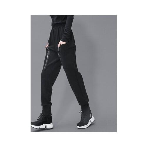 European station high-waisted individual metal zipper multi-opening boxer overalls casual tight waist trousers women